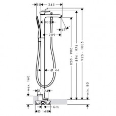 Смеситель для ванны Hansgrohe Metris (31471000) напольный