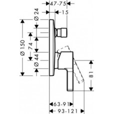 Смеситель для ванны Hansgrohe Metris S (31465000) скрытого монтажа