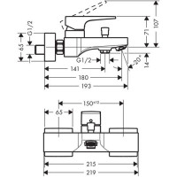 Смеситель для ванны Hansgrohe Metropol Lever (32540000)