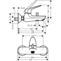 Смеситель для ванны Hansgrohe Novus (71040000)