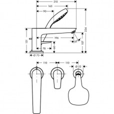 Смеситель для ванны Hansgrohe Talis E (71731000) на борт ванной