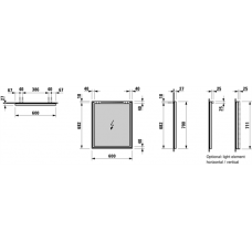 Светильник для зеркала Laufen Frame25 (4.4757.2.900.007.1) (вертикальный) (70 см) с выключателем