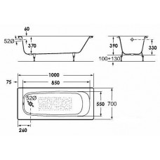 Ванна чугунная Roca Continental (211507001) 100x70