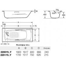 Ванна стальная Roca Swing (2200E0000) 180x80